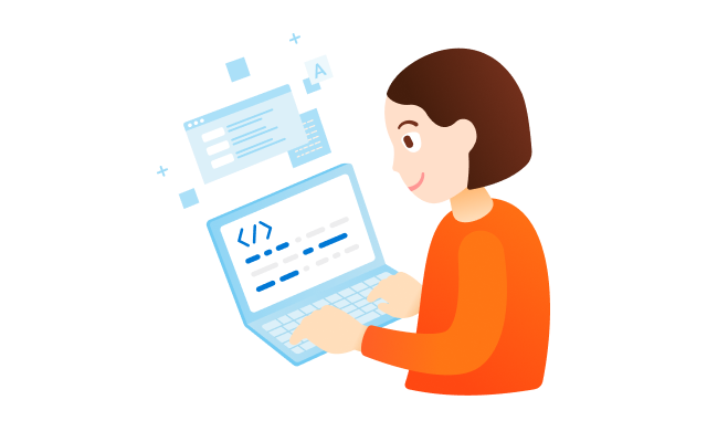 女性がPCに向かってコードやテキストを打ち込んでいる様子 女性がPCに向かってコードやテキストを打ち込んでいる様子