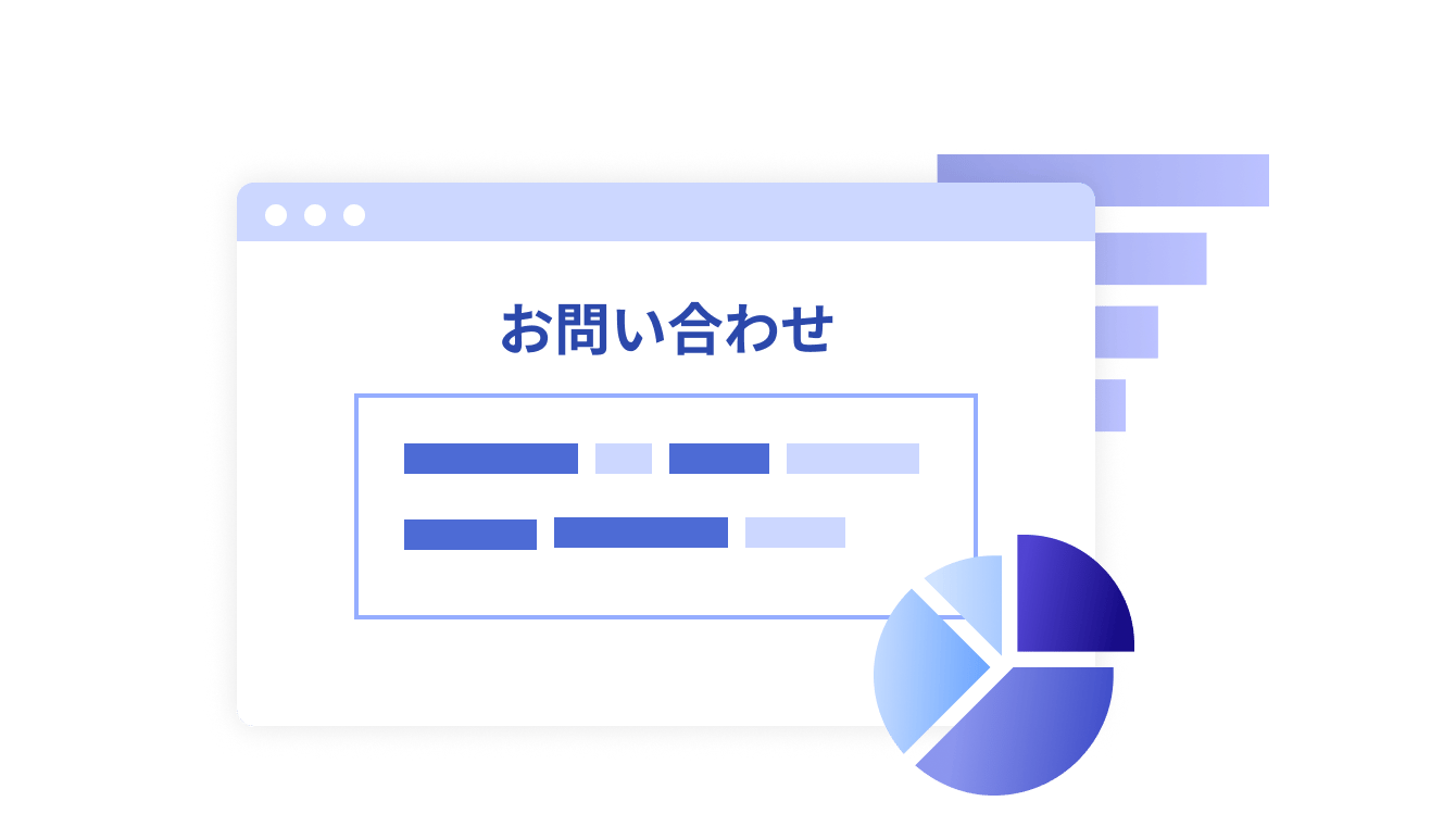 お問い合わせ分析をイメージするブラウザとグラフ お問い合わせ分析をイメージするブラウザとグラフ