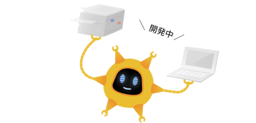AIロボットが忙しなく働き、プロダクトを開発している様子