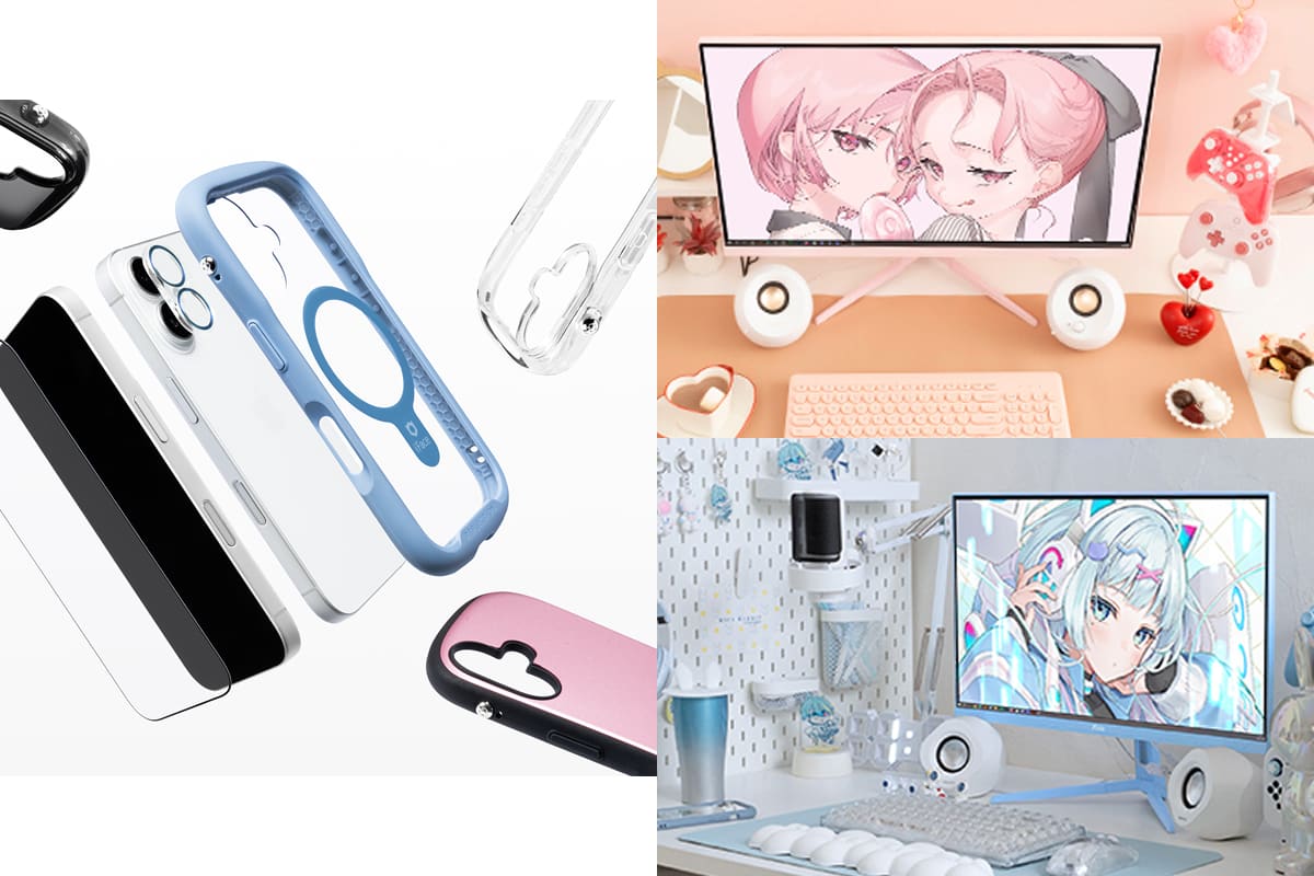 iFaceのスマホケースとPixioのゲーミングモニターの写真