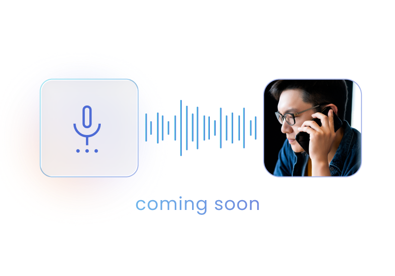 音声関連の新機能予告「coming soon」のイメージ画像。